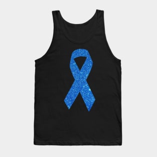 Blue Faux Glitter Awareness Ribbon Tank Top